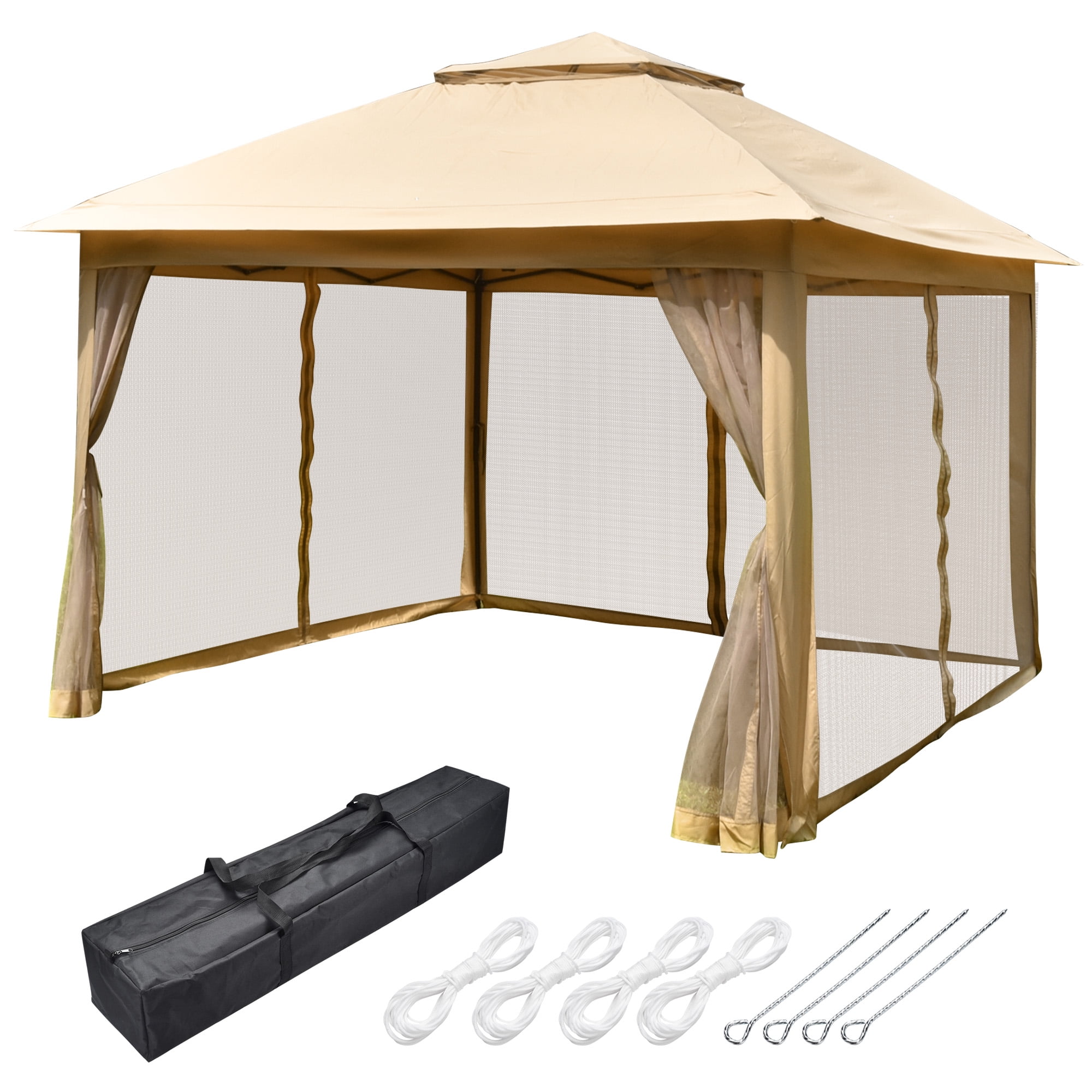 Domi 10x12FT Lean To Gazebo, Hardtop Wall Mounted Gazebo With Sloping ...